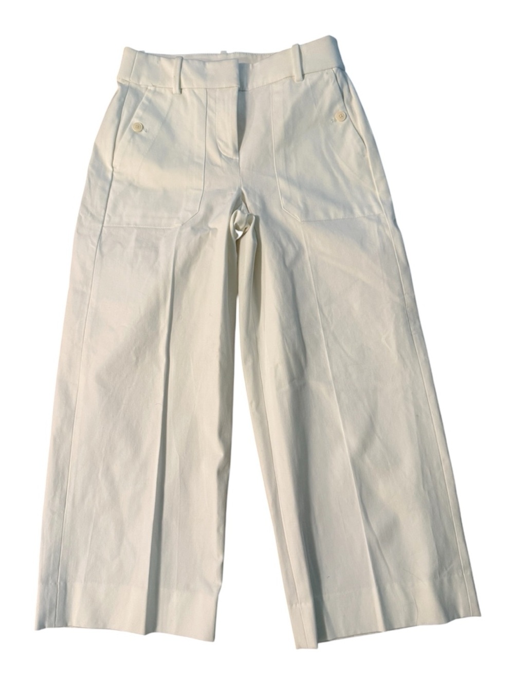 J. Crew White High-Waist Wide Leg Cropped Trousers